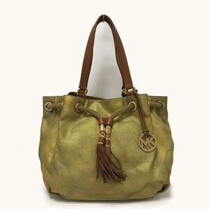Michael by Michael Kors Marina Gold Canvas Bag
